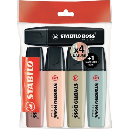 STABILO Textmarker BOSS ORIGINAL NatureCOLORS, 5er Ecopack