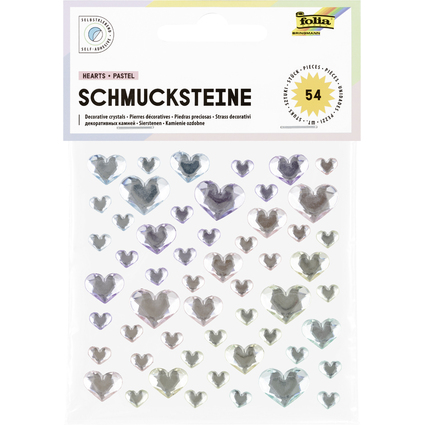 folia Schmucksteine HEARTS PASTEL, selbstklebend
