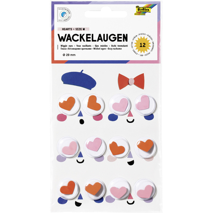 folia Wackelaugen HEARTS, Gre M, selbstklebend
