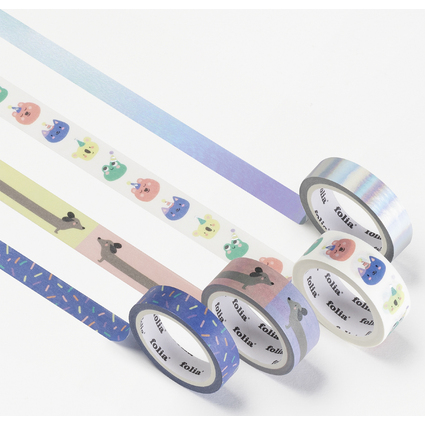 folia Deko-Klebeband Washi-Tape "HOTFOIL PARTY ANIMALS", 4er