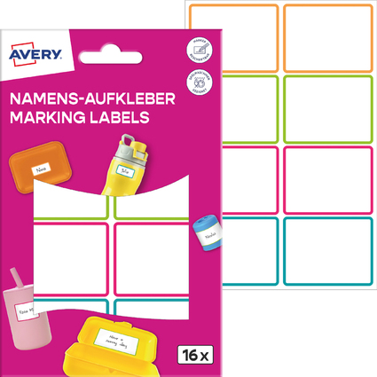 AVERY Namens-Etiketten, Folie, 34 x 48 mm, Rahmen farbig