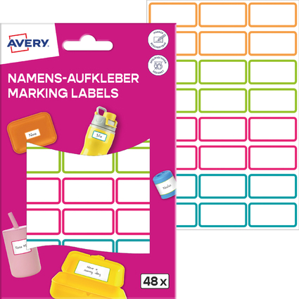 AVERY Namens-Etiketten, Folie, 15 x 32 mm, Rahmen farbig
