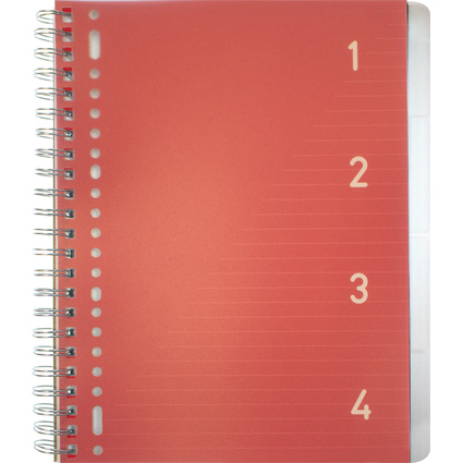 kangaro Collegeblock 4in1, DIN A4, 100 Blatt, liniert, rot
