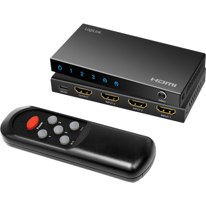 LogiLink 4K/60Hz HDMI Switch, 3-fach, schwarz