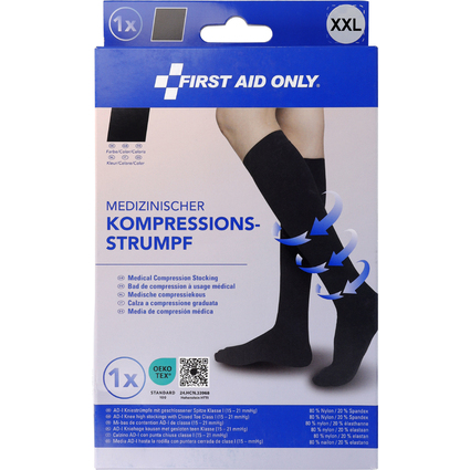 FIRST AID ONLY Kompressions-Strumpf, kniehoch, XXL, schwarz