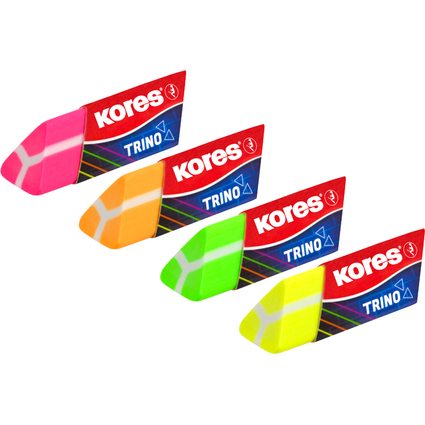 Kores Kunststoff-Radierer "Trino", Neonfarben