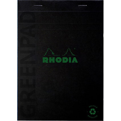 RHODIA Notizblock GREENPAD, DIN A5, kariert, schwarz