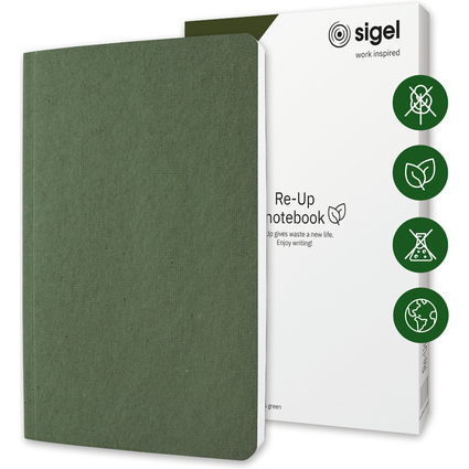 sigel Notizbuch Re-Up, DIN A5, kariert, moosgrn