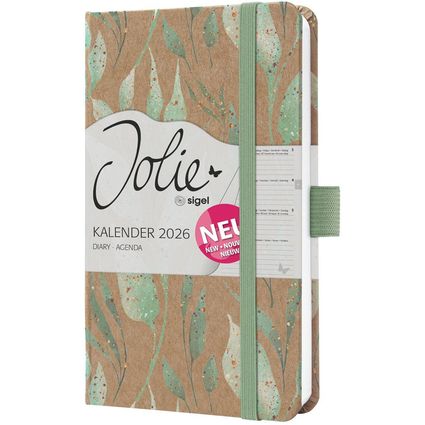 sigel Taschenkalender Jolie Pure 2026 "Sparkle Leaves", A6