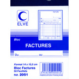 ELVE bloc "factures", 140 x 105 mm, 50 feuillets