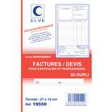 ELVE manifold Factures / Devis, 50 feuillets, A5, dupli
