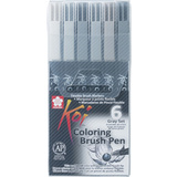 SAKURA pinselstift Koi coloring Brush, 6er Etui, grau
