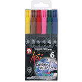SAKURA pinselstift Koi coloring Brush, 6er Etui, Grundfarben