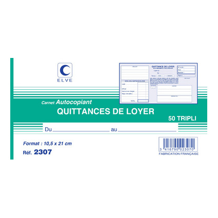 ELVE Manifold "Quittances de loyer", 105 x 210 mm horizontal