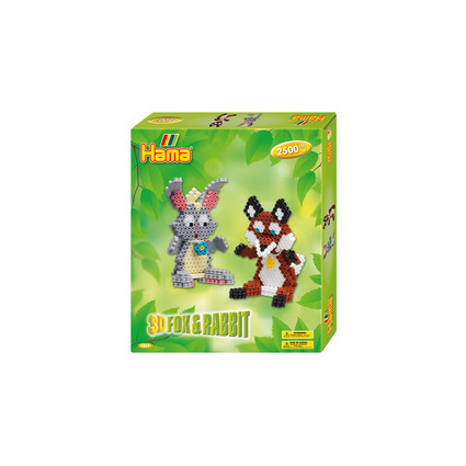 HAMA midi 3247 Bügelperlen Set 3D Fuchs und Hase Geschenkpackung HAMA midi 3247 Bügelperlen Set 3D Fuchs und Hase Geschenkpackung