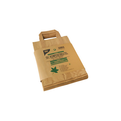 Papstar Kompostbeutel Papier mit Henkel 10 L 28 x 22 x 14 cm braun "bedruckt"