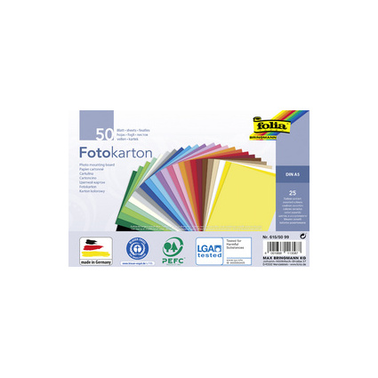 folia Fotokarton, DIN A5, 300 g/qm, 25 Farben sortiert