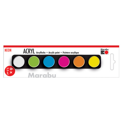 Marabu Acrylfarben-Set "NEON", 6 x 3,5 ml