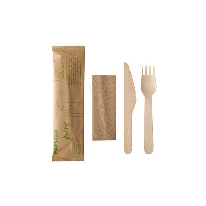 <small>PAPSTAR Besteck-Set "pure" aus Birkenholz 3-teilig (88229)</small>