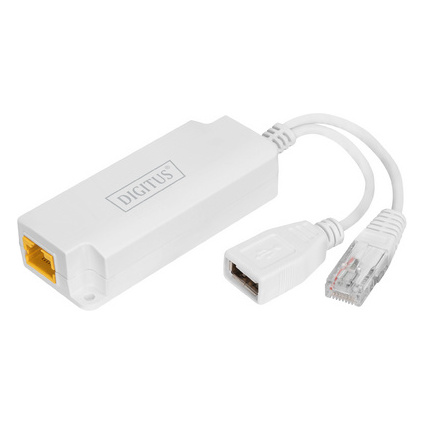<small>DIGITUS Gigabit PoE Splitter RJ45 / USB-A weiß (DN-95208)</small>