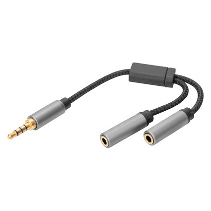 DIGITUS Audio Headset Adapter, 3,5 mm Klinke, schwarz/grau