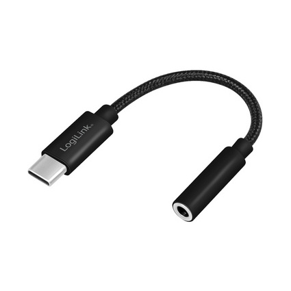LogiLink USB-C - Klinke Adapterkabel, 130 mm, schwarz