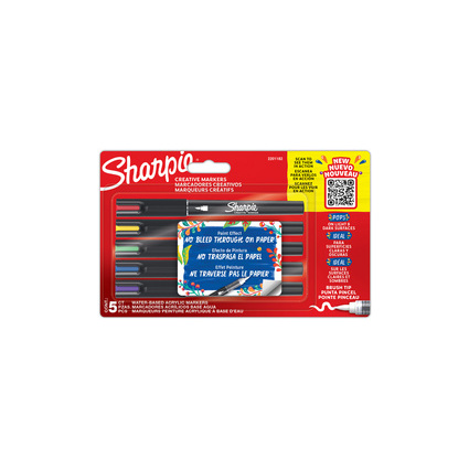 Sharpie Brush Kreativ-Marker, Pinselspitze, 5er Blister