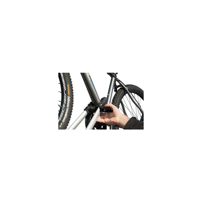 Fischer Auto Dach Fahrradträger, TÜV GS geprüft, geeignet für EIN Fahrrad,  Beladung bis 15 kg, abschließbar, Silber : : Auto & Motorrad