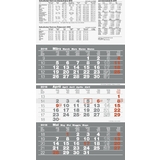 Glocken wandkalender "3-Monats-Kalender", 2024, grau