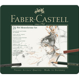 FABER-CASTELL pitt MONOCHROME set medium, 21-teiliges Etui