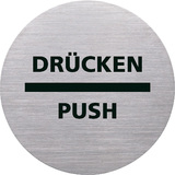 helit piktogramm "the badge" DRÜCKEN/PUSH, rund, silber