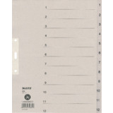 LEITZ Tauenpapier-Register, Zahlen, a4 Überbreite, 1-12,grau
