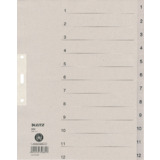 LEITZ Tauenpapier-Register, Zahlen, a4 berbreite, 1-12,grau