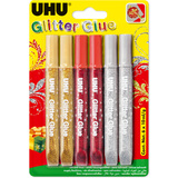 UHU glitzerkleber Glitter glue "Festliche Farben", 6 x 10 ml