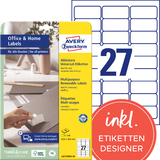 AVERY zweckform Stick+Lift Etiketten, 63,5 x 29,6 mm, wei