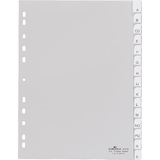 DURABLE Kunststoff-Register, blanko, A4, 15-teilig, grau