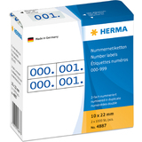 HERMA nummern-etiketten 0-999, 10 x 22 mm, blau, doppelt