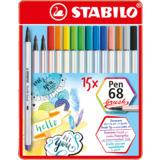 STABILO pinselstift Pen 68 brush, 15er Metall-Etui