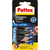 Pattex sekundenkleber Ultra gel Mini Trio, 3 tuben à 1 g