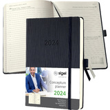 sigel buchkalender Conceptum 2024, ca. din A5, schwarz