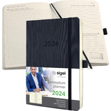 sigel buchkalender Conceptum 2024, ca. din A5, schwarz