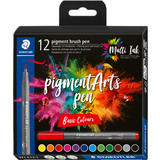 STAEDTLER fasermaler pigment brush pen "Basic Colours", 12er
