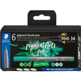 STAEDTLER fasermaler pigment brush pen "Greens & Turquoises"