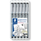 STAEDTLER Pigmentliner, schwarz, 4+2 gratis Etui