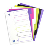 Oxford kunststoff-register myColour, din A4, 6-teilig, blank