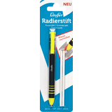 Lufer Kunststoff-Radierstift, inkl. 2 Ersatzradierer, gelb