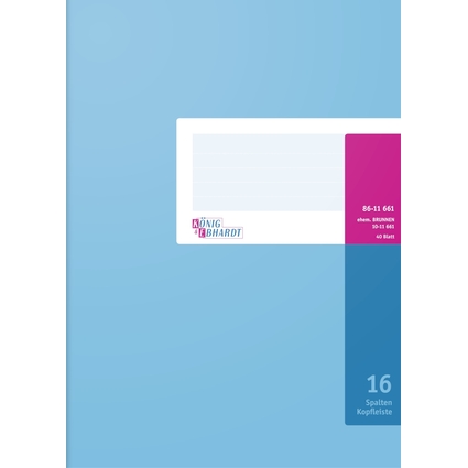KNIG & EBHARDT Spaltenbuch DIN A4, 16 Spalten, 40 Blatt