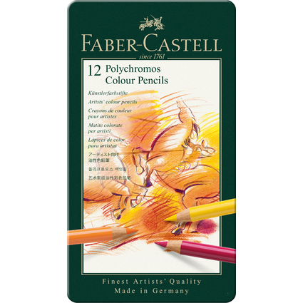 FABER-CASTELL Buntstifte POLYCHROMOS, 12er Metalletui