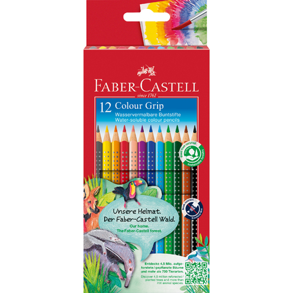 FABER-CASTELL Dreikant-Buntstifte Colour GRIP, 12er Etui