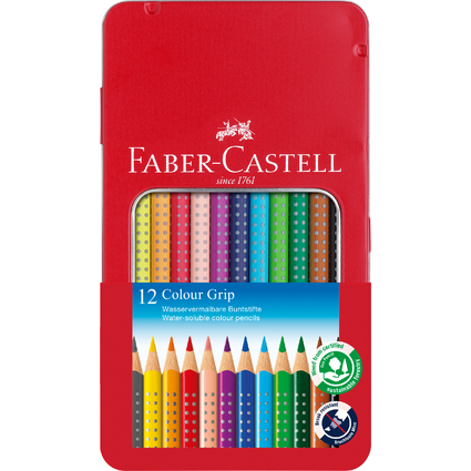 FABER-CASTELL Dreikant-Buntstifte Colour GRIP, 12er Etui